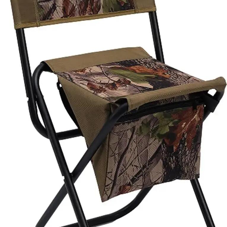 Foldable Fishing Chair - Camouflage - Backrest and Bag - 41 x 33 x 75 cm