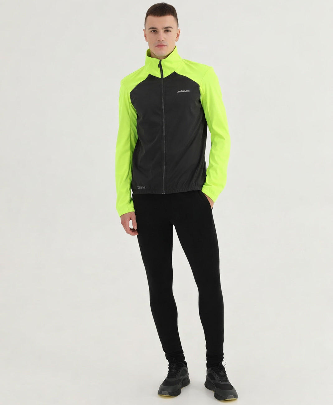 Herren Winter Fahrradjacke Softshell Thermalradjacke Advance Line Grau-Neon 2/4