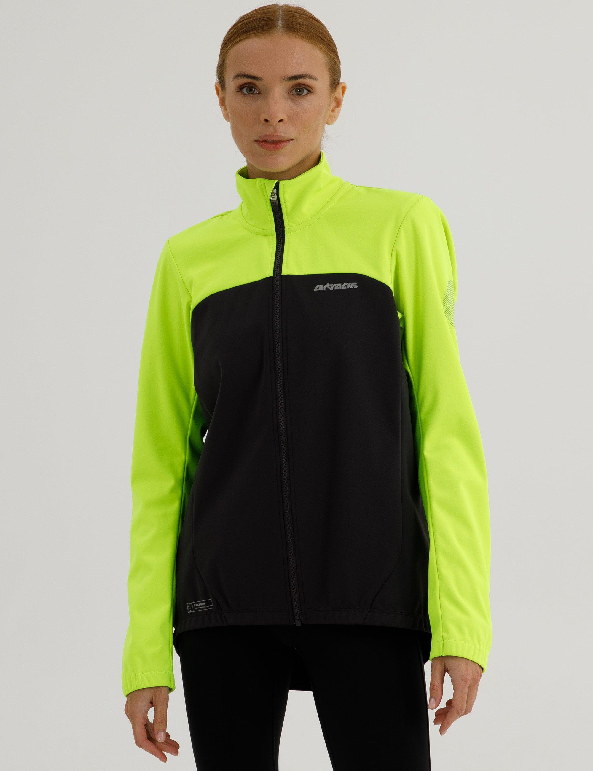 Damen Winter Fahrradjacke Softshell Thermoradjacke Advance Line Grau Neon 2/4
