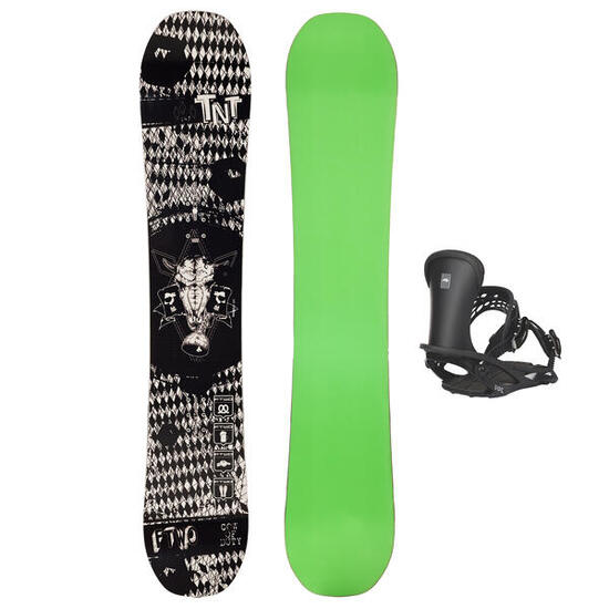 FTWO Set Snowboard TNT Black Death Schwarz 147cm mit Pipe Bindung M Sale