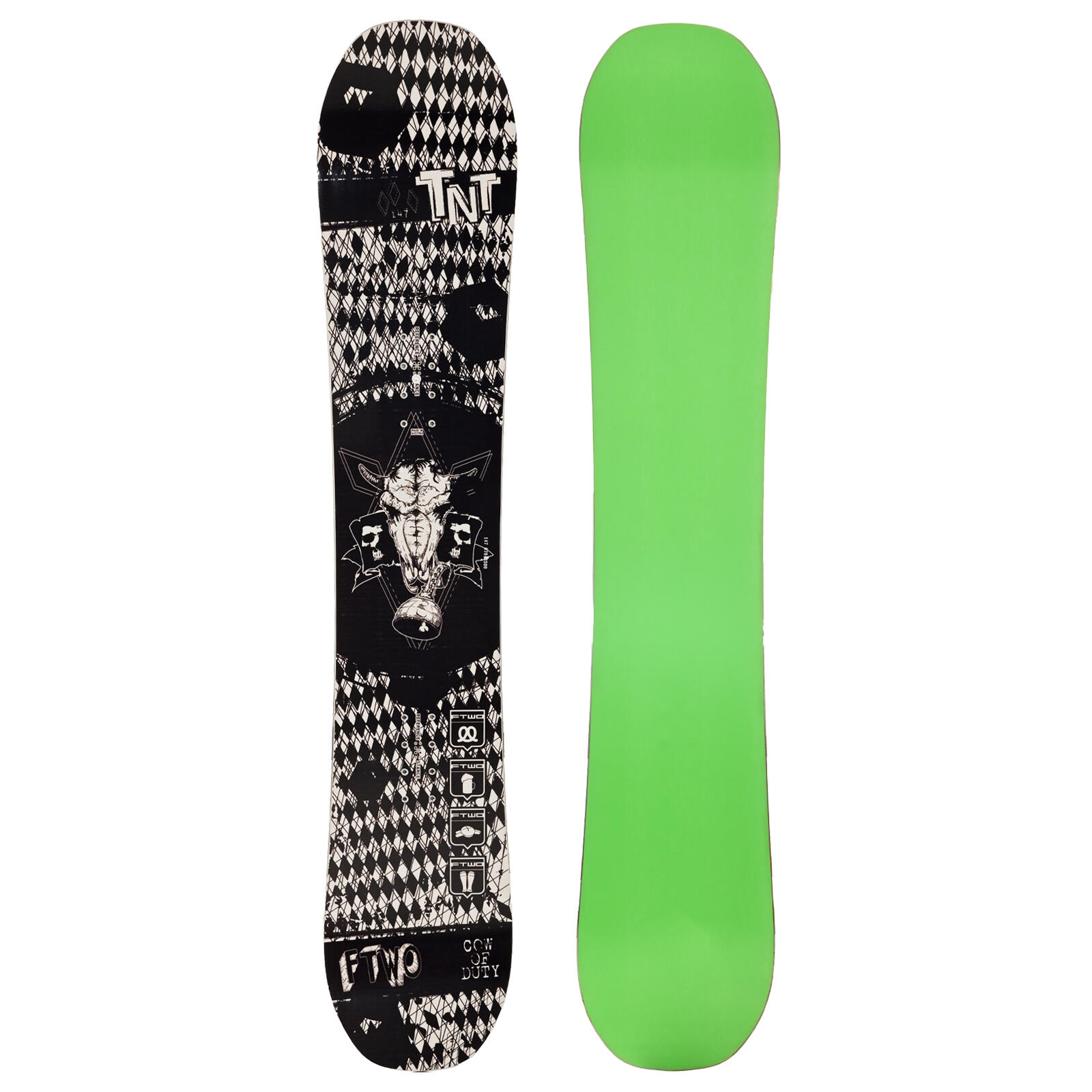 FTWO Set Snowboard TNT Black Death Schwarz 147cm mit Pipe Bindung M Sale 3/5