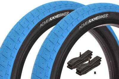 Bmx banden set khe acme 20 inch x 2,40 inch blauw + binnenband av