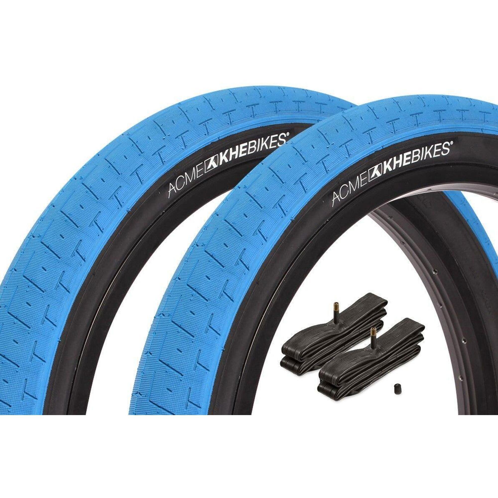 KHEBIKES Sada plášťů BMX KHE ACME 20 palců x 2,40 palce modré + duše AV