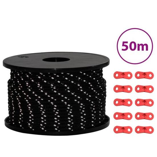 Corde de haubanage VidaXL réfléchissante 50 m Ø5 mm