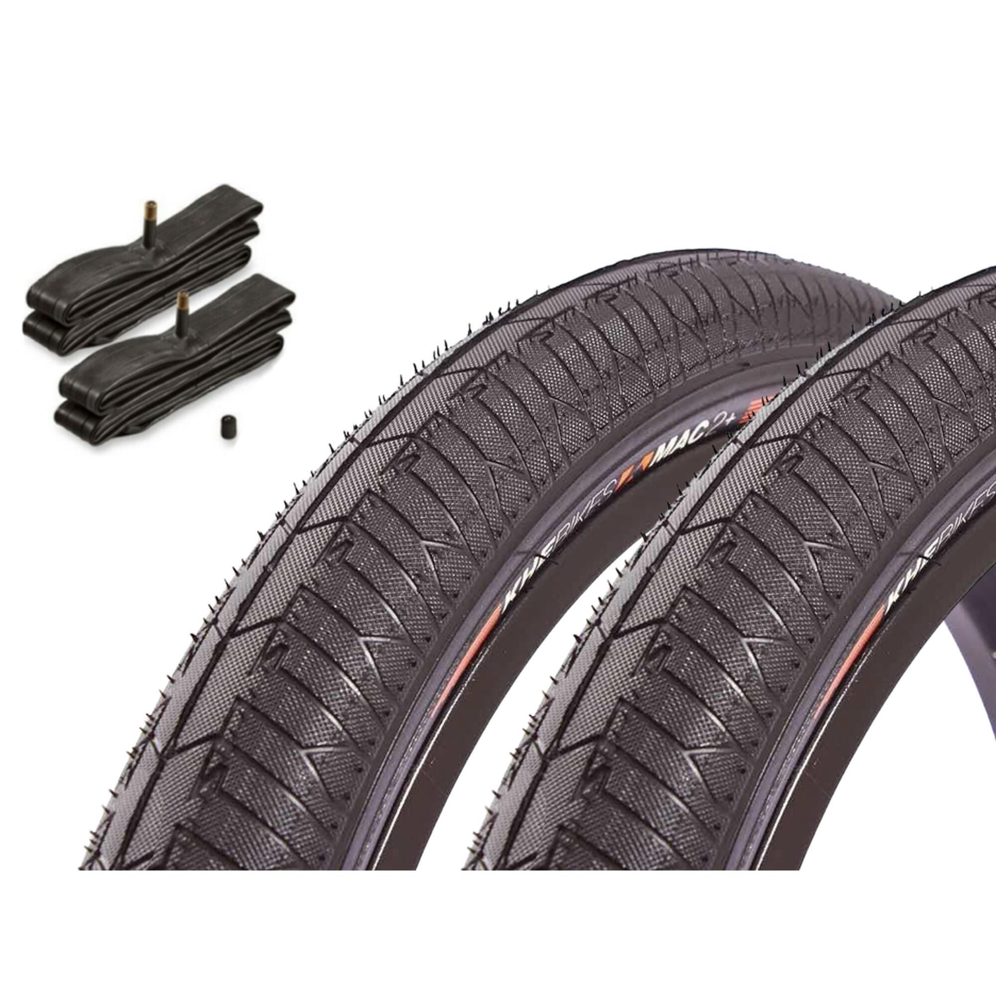 KHEBIKES Sada plášťů BMX KHE MAC2+ 20 palců x 2,30 palce černé + duše AV