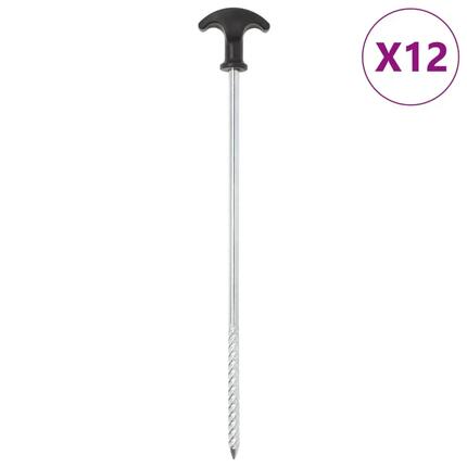 Piquets VidaXL 12 pcs 7 mm x 30 cm acier galvanisé