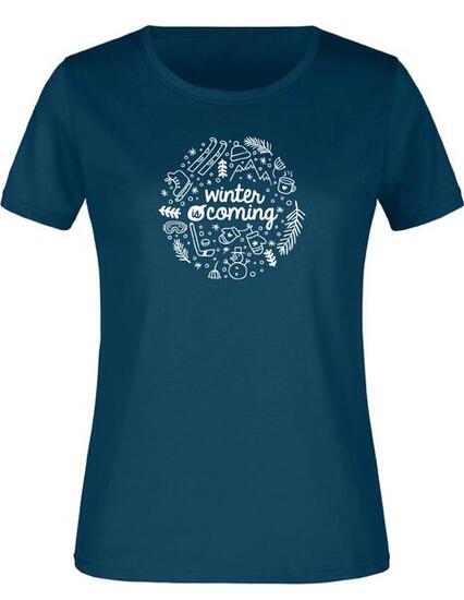 James & Nicholson Damen T-Shirt Baumwolle Wintermotiv M