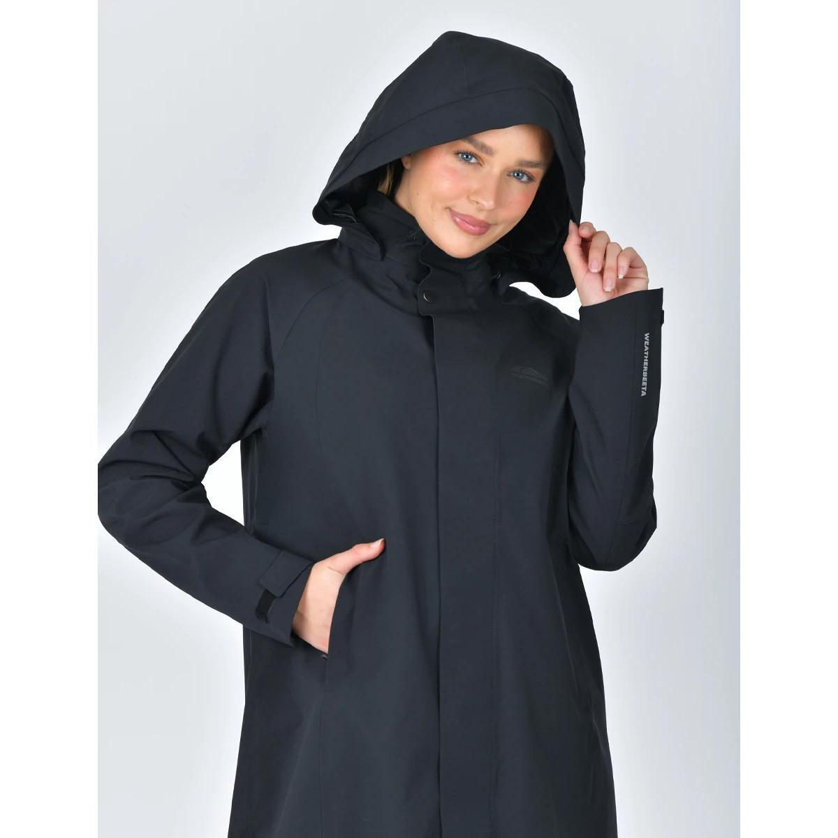 Wasserdichte Reitjacke mit Kapuze, Damen Weatherbeeta longline 5/5