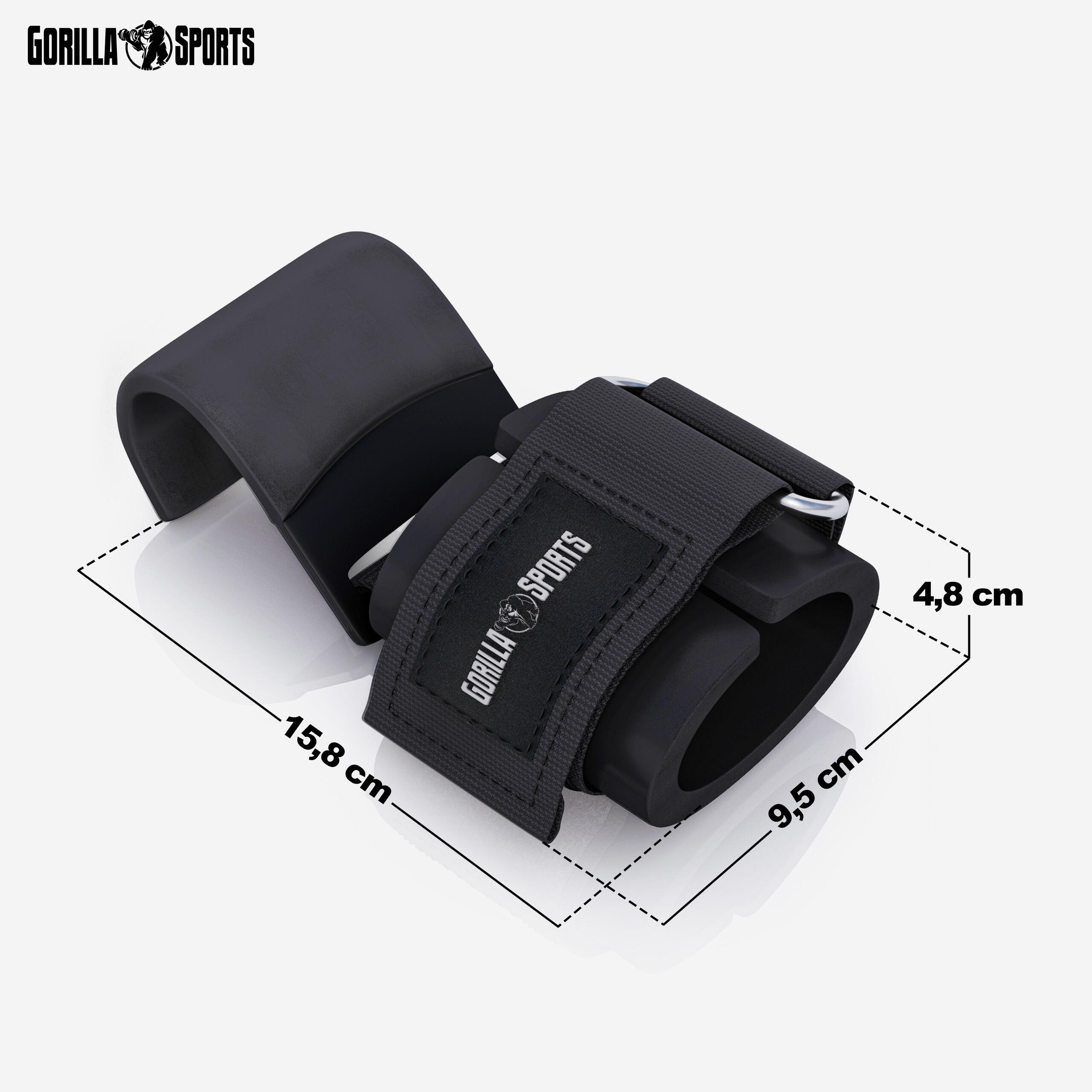 Liftingstraps met Haken - Set van 2 - Deadlift - Lifting hooks - Zwart 2/7
