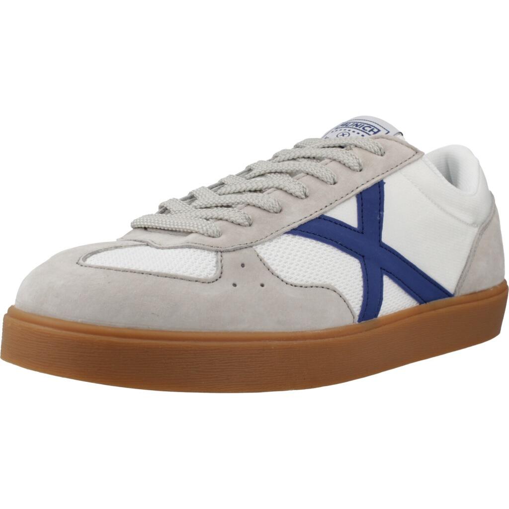 MUNICH BREAK 47 Sneaker casual retrò bianca e grigia con logo blu. 1/5