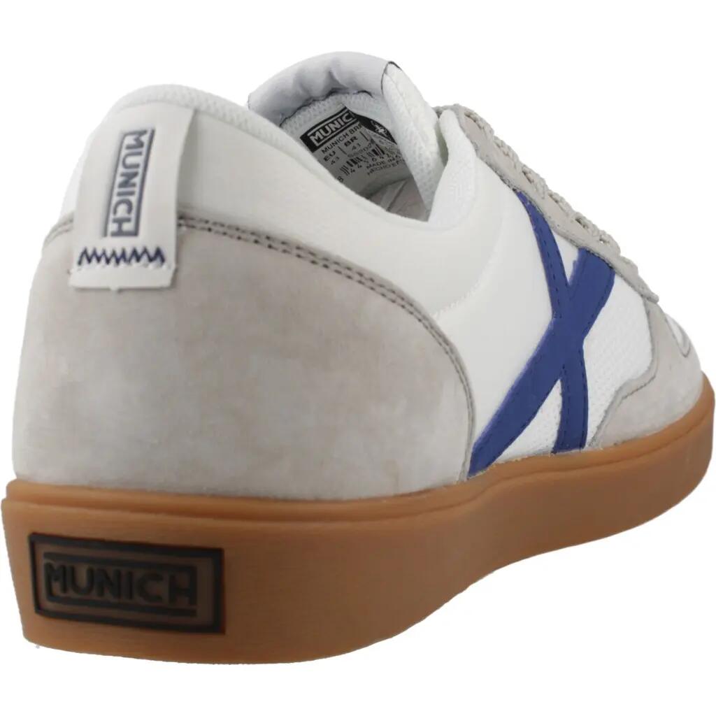 MUNICH BREAK 47 Sneaker casual retrò bianca e grigia con logo blu. 3/5
