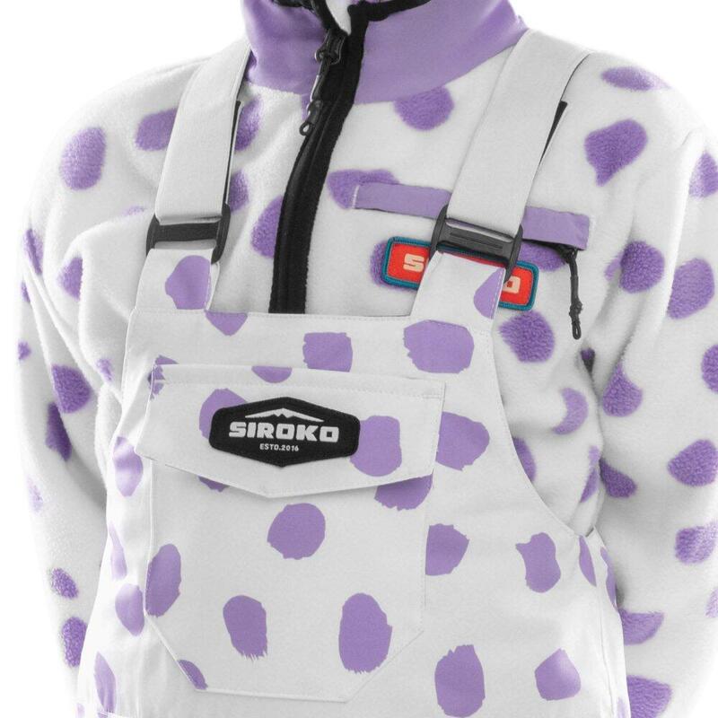 Pantaloni cu bretele pentru snowboard pentru băieți KB1 Polka Violet