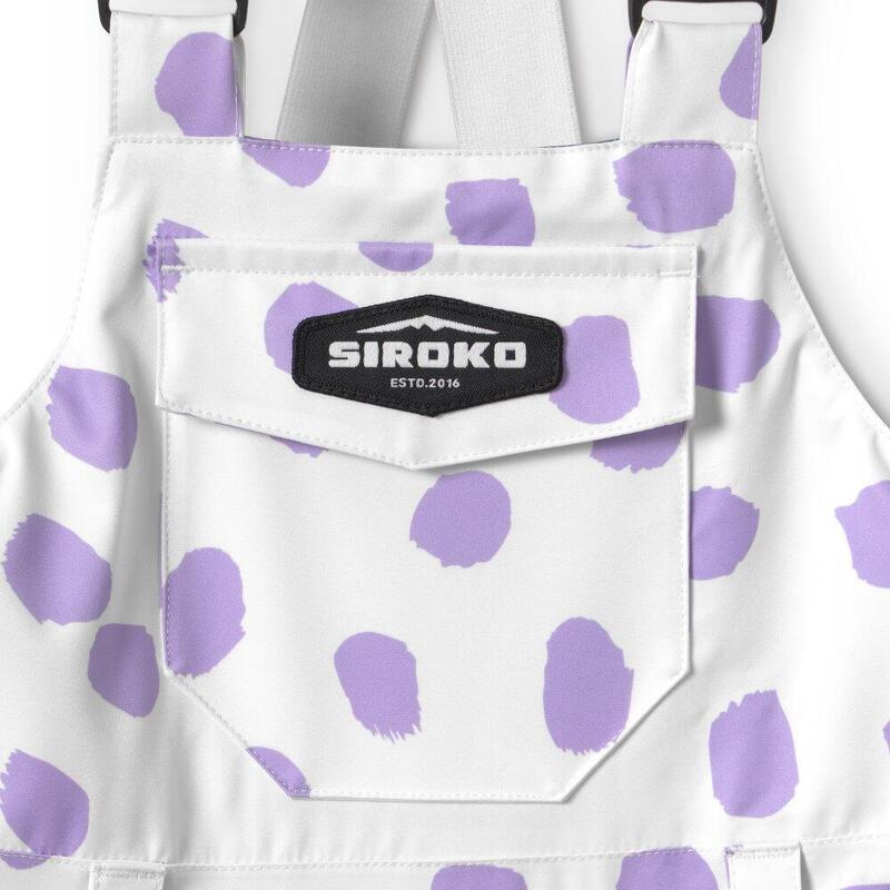 Pantaloni cu bretele pentru snowboard pentru băieți KB1 Polka Violet