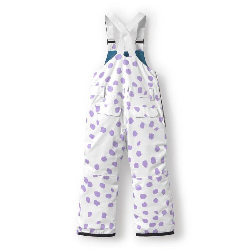 Pantaloni cu bretele pentru snowboard pentru băieți KB1 Polka Violet