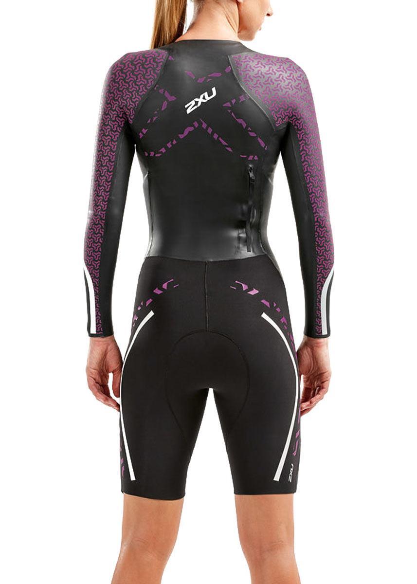 Traje de neopreno profesional 2XU para mujer, color negro y baya, talla XL 3/4