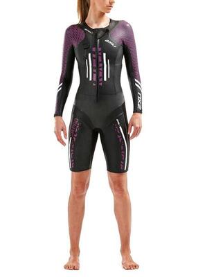 2xu women's swim run: pro wetsuit - zwart / bessen - maat s