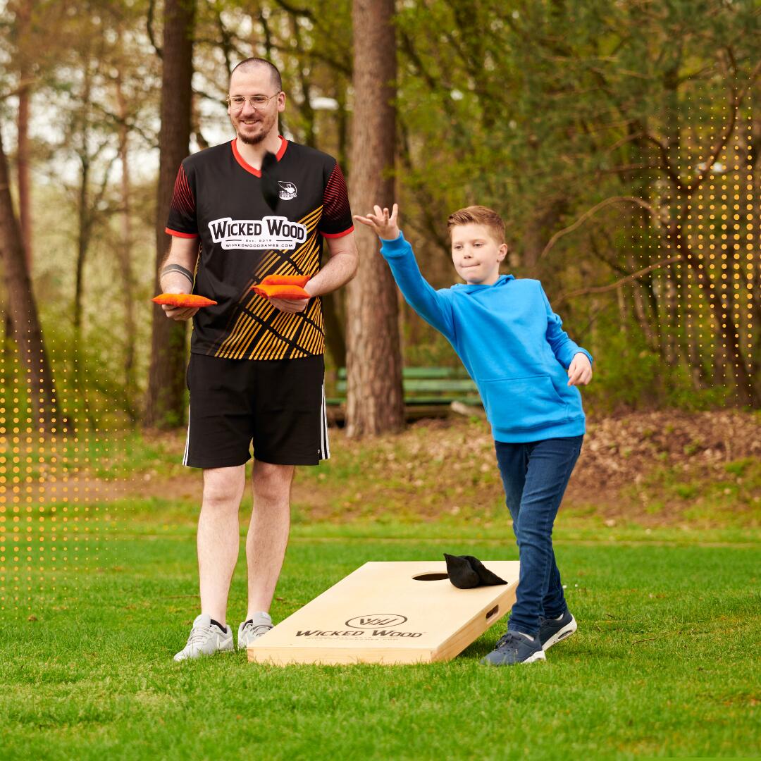 Wicked Wood Ensemble de Cornhole ACL REC 90x60 cm en bois massif, sacs inclus 4/7