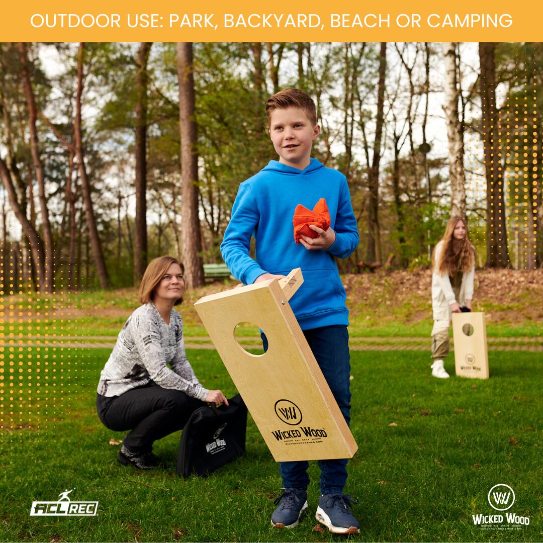 Set Cornhole 60x30 cm Wicked Wood avec 2 planches et 2x4 sacs 3/4