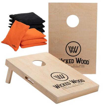 Wicked Wood Ensemble de Cornhole ACL REC 90x60 cm en bois massif, sacs inclus
