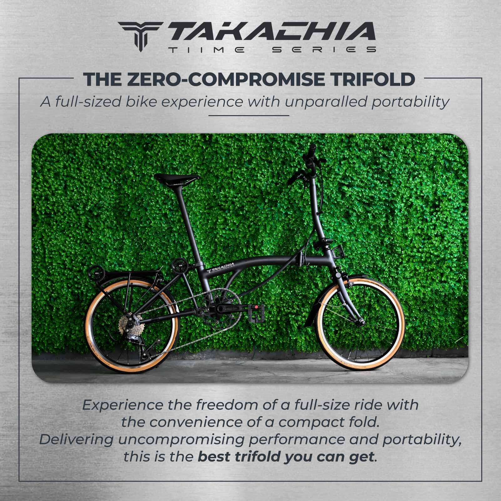 TAKACHIA TIIME SERIES A20 ALUMINIUM 9-SPEED TRIFOLD BIKE [PEARL