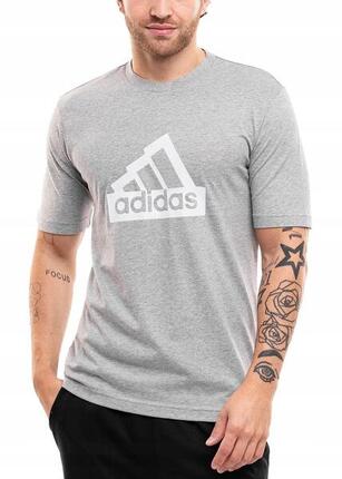 T-shirt homme adidas coton sport gris - coupe regular, col rond