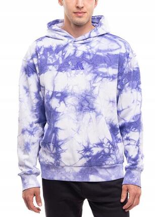 Sweat à capuche ADIDAS homme mélange coton bleu et blanc