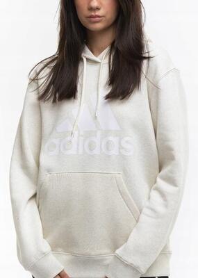 Adidas dameshoodie katoenmix beige, fleece gevoerd, kangaroezak