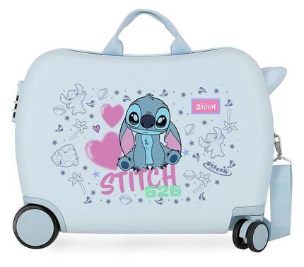 Valise enfant Disney Stitch hearts ABS avec capacité de 34L bleu
