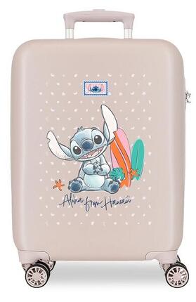 Valise cabine Disney Stitch from Hawaii ABS avec capacité de 35L beige