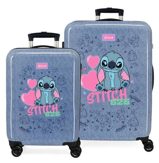 Set di valigie Disney Stitch hearts ABS con capacità di 91L denim