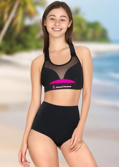 Aquasphere Maillot de bain 2 pièces Kobi pour fille - Noir / Rose