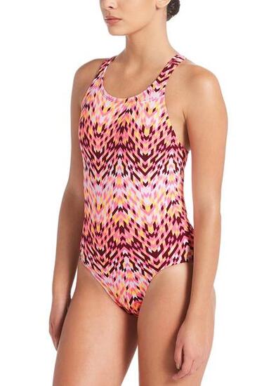Costume da bagno Nike Digi Arrow Powerback per ragazze - Fucsia - UK 26/EU 36