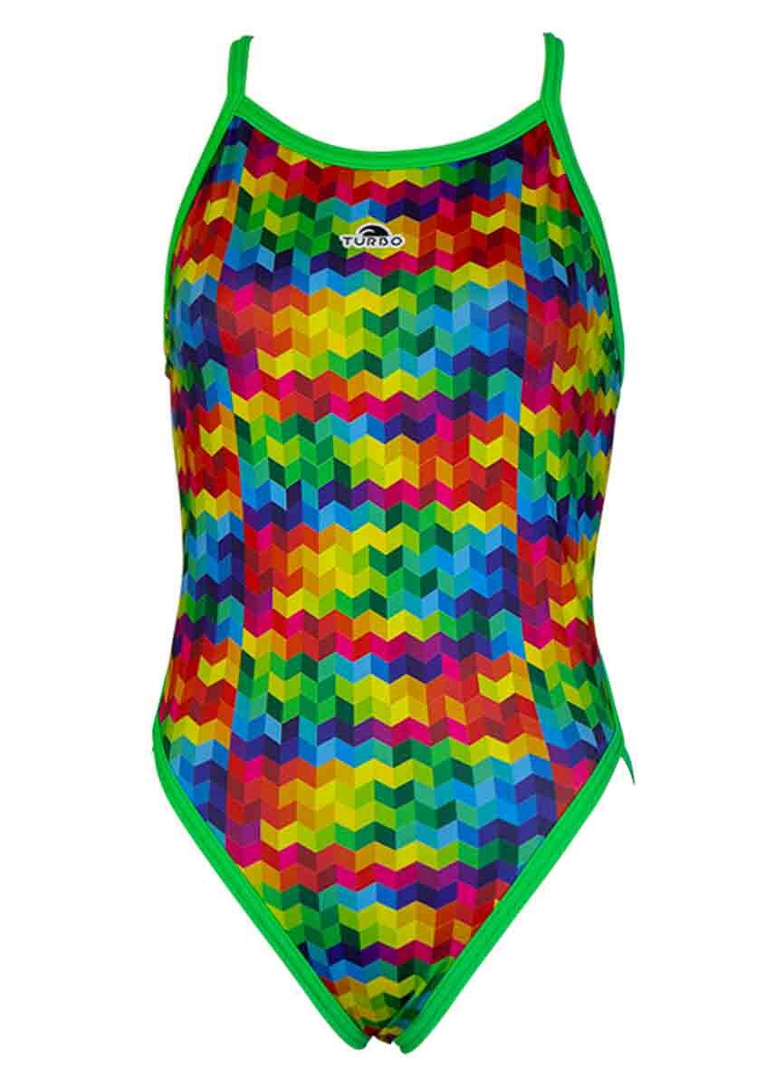 Fato de banho Turbo Colorful infantil - Verde - Tamanho UK 32 / EU 42 4/5