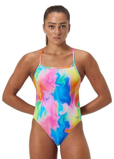Maillot Speedo Printed V-Back Pride - Rose Flare - Taille UK 26 (EU 36)