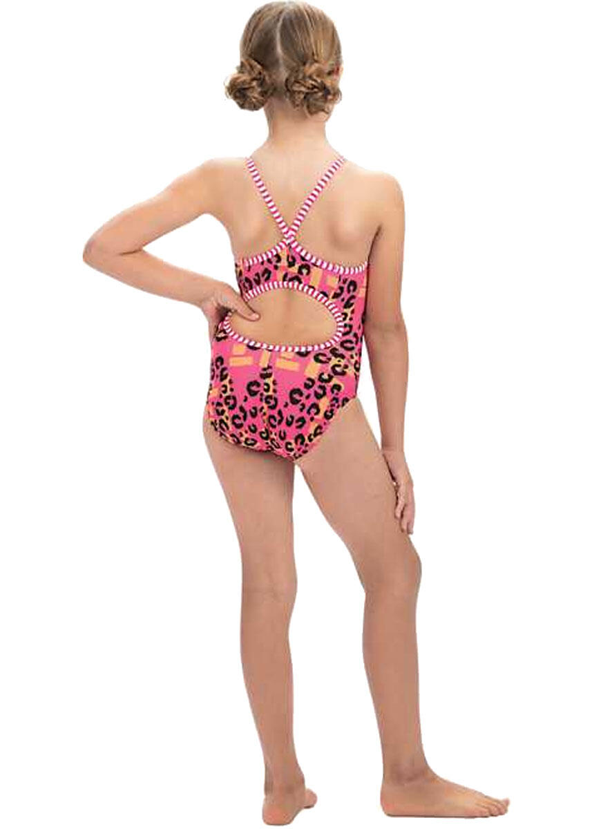 Costume bambina Dolfin RAWR stampa animalier rosa - Taglia UK32 3/4
