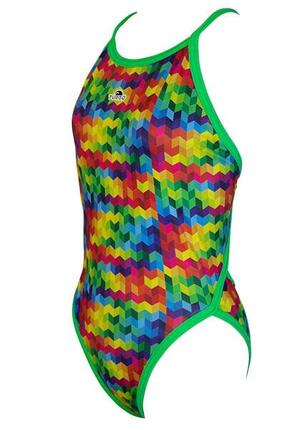 Maillot de bain Turbo Colorful pour filles - Vert - Taille UK 32 / EU 42