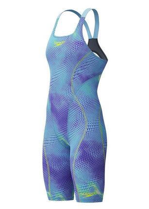 Speedo Fastskin HyperSpark Printed Openback Kneesuit - Blau/Gelb, UK 18