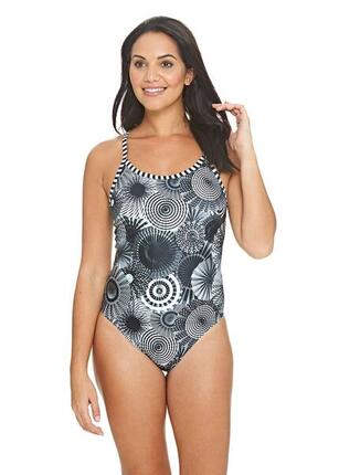 Zoggs Damen Triback-Badeanzug mit Quasten Schwarz Gr. UK 30 / EU 40