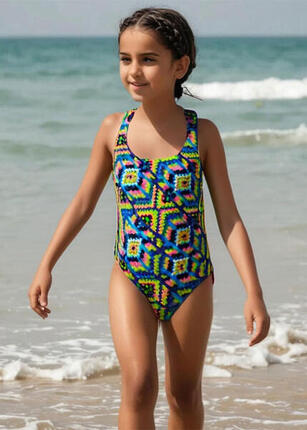 Maillot de bain fille Aquarapid géométrique Taille 30 (EU 40)