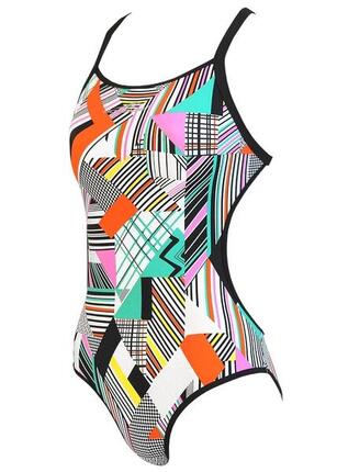 Maillot Aquafeel Junior Fractal Wave filles dos en V 8-9 ans