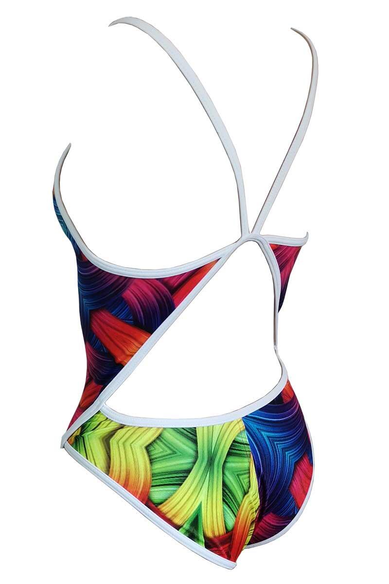Fato de banho Turbo Roll mulher estampado Rosa/Verde Elétrico tamanho UK 36 2/2