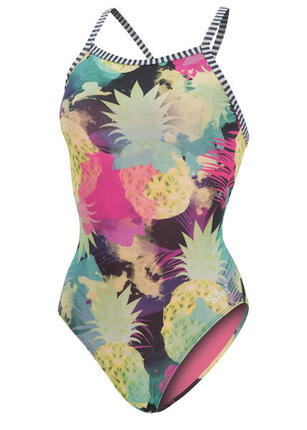 Maillot de bain une-pièce fille Dolfin Aloha V-2 Back - Jaune/Rose - Taille 26
