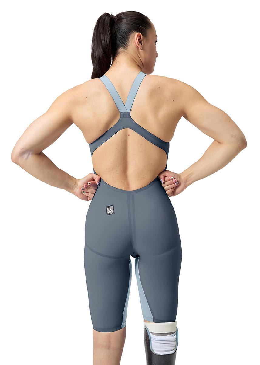 Speedo Fastskin LZR Pure Valor 2.0 Kneeskin Openback Femme - Gris/Bleu - UK 28 3/5