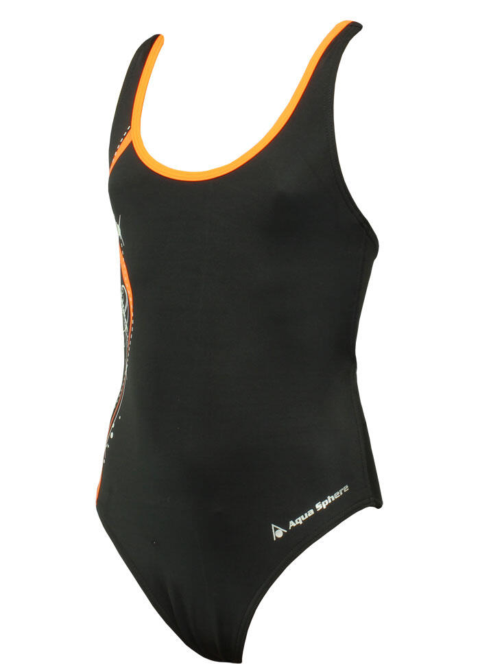 Bañador infantil Aqua Sphere Bliss 4 años / 104 cm - Negro/Naranja 2/4