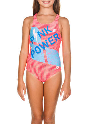 Maillot Arena Pink Power V-Back fille - Noir/Rose - Taille UK 28