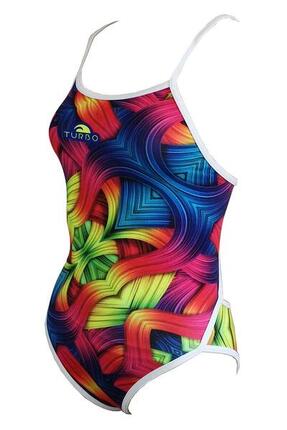 Maillot Turbo Roll femme imprimé Rose/Vert électrique taille UK 36