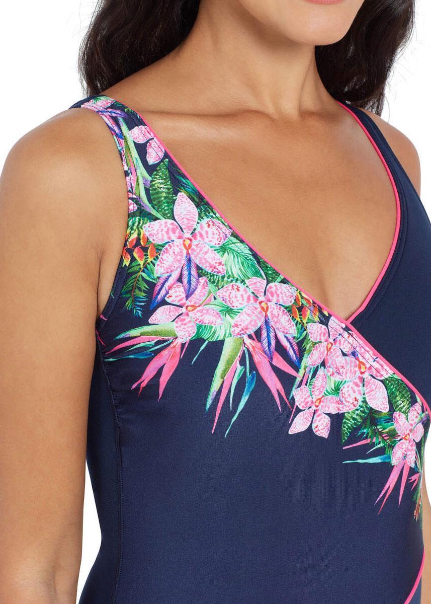 Maillot Zoggs Orchid Daze devant croisé Bleu marine/Rose Taille 32 5/5