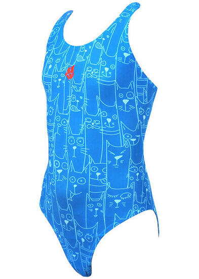 Maillot de bain fille Mad Wave Platoon imprimé chat Bleu taille UK 26