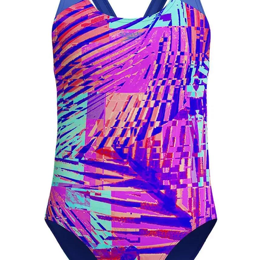 Speedo Girls' Digital Allover Splashback Swimsuit Cobalt Pop 15-16Y
