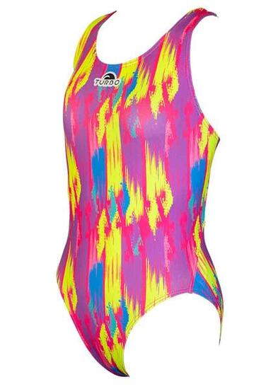 Maillot fille Turbo Mesh Colour rose et vert électrique